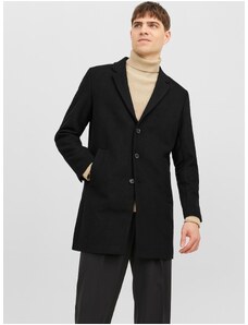Černý pánský kabát s příměsí vlny Jack & Jones Morrison - Pánské