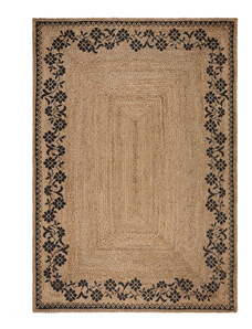 Flair Rugs koberce Kusový koberec Printed Jute Maisie Natural/Black - 80x150 cm