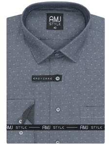 Pánská košile AMJ Comfort fit s jemným vzorem - šedá VDR1346