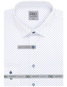 Pánská funkční košile AMJ Comfort fit bílá se světlým vzorem VDE1345