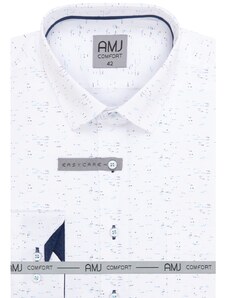 Pánská košile AMJ Slim fit bílá se vzorem VDSBR1314