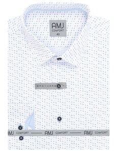 Pánská košile AMJ Comfort fit bílá s modrým vzorem VDBR1323