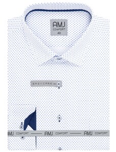 Pánská košile AMJ Comfort fit bílá s modrým vzorem VDBR1340