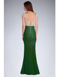 Dámské společenské šaty s a krajkou dlouhé zelené Zelená & model 15042517 - SOKY&SOKA