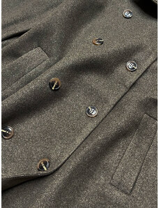 Ann Gissy Dlouhý kabát v khaki barvě s kožešinovým límcem (20201202)