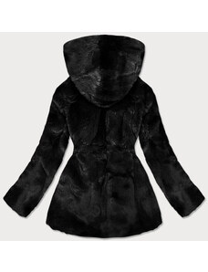 S'WEST Dámská černá bunda - kožíšek s kapucí (BR9743-1)