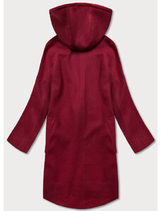 ROSSE LINE Dámský kabát plus size v bordó barvě s kapucí (2728)