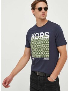 Bavlněné tričko Michael Kors tmavomodrá barva, s potiskem