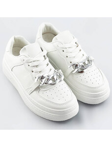 Mix Feel Bílé dámské sportovní boty s řetízkem (B-545)
