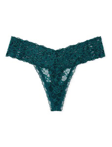 Victoria's Secret luxusní Green celokrajková tanga Posey Side Lace-Up Thong Panty