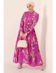 Bigdart 2144 K.Růžové vzorované šaty s límečkem