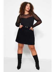 Trendyol Curve Black Accessory Detailed Denim Skirt