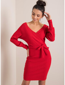 Fashionhunters RUE PARIS Červené pruhované šaty
