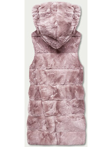 S'WEST Růžová kožešinová vesta s kapucí (B8059-81)
