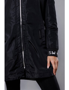 S'WEST Tenká černá dámská bunda s ozdobnou lemovkou (B8145-1)
