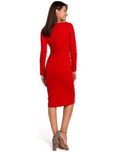 Style model 18002047 Midi šaty na tělo červené - STYLOVE