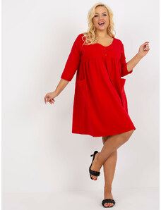 Fashionhunters Červené mikinové šaty plus size basic s kapsami