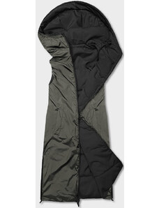 S'WEST Černá-khaki dlouhá dámská oboustranná vesta (B8137-1)