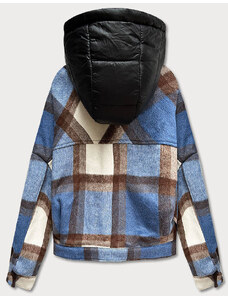 Ann Gissy Světle modrá krátká károvaná košilová bunda (AG3-1839)