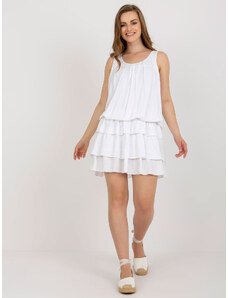 Fashionhunters OCH BELLA bílé volánové šaty bez rukávů
