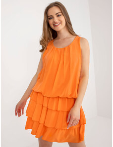 Fashionhunters Oranžové šaty s volánky OCH BELLA