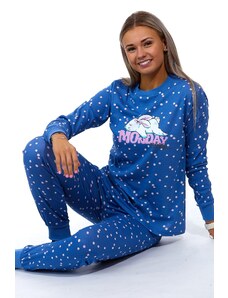 Naspani Modré i lila puntíkaté dámské pyžamo, MONDAY MOOD - Spící králíček 1B1736