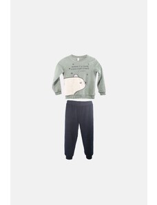JOYCE Dívčí velurové pyžamo "BEAR SET"/Růžová, zelená