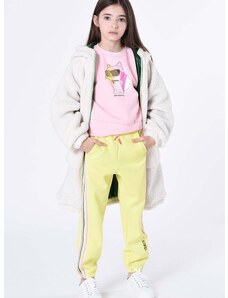 Dětské tepláky Karl Lagerfeld žlutá barva, s aplikací