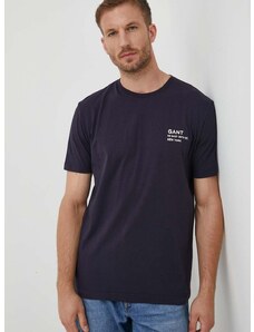 Bavlněné tričko Gant tmavomodrá barva, s aplikací