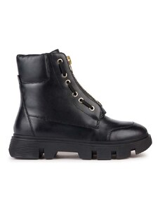Kožené kotníkové boty Geox D VILDE B dámské, černá barva, na plochém podpatku, D36UAB 00085 C9999