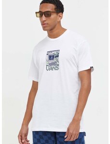 Bavlněné tričko Vans bílá barva, s potiskem