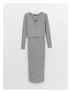 LC Waikiki Plain Long Sleeve Maternity Dress and Cardigan Suit