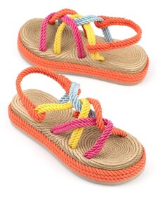 Capone Outfitters Capone Wedge Heel Women's Lace Multi Orange Sandals