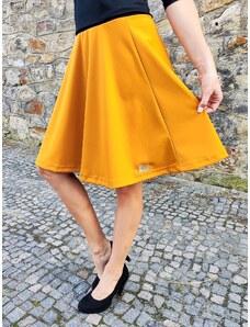 ŠatySukně Hořčicově žlutá půlkolová sukně HEIDY