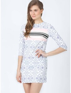 Euphory Dress straight with geometric ecru patterns