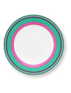 Pip Studio Pip Chique Stripes hluboký talíř ∅23,5cm, růžovo-zelený