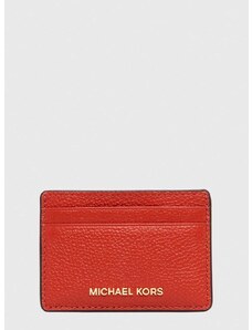 Kožené pouzdro na karty MICHAEL Michael Kors vínová barva