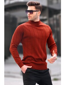 Madmext Tile Slim Fit Half Turtleneck Striped Anti-Pilling Men's Knitwear Sweater 6344