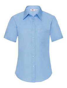 Blue Poplin Shirt With Short Sleeves Fruit Of The Loom