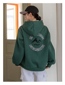 Know Women's Dark Green Mountain Glacier Printed Hoodie Sweatshirt.
