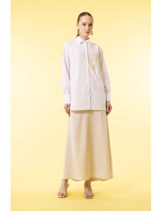 DEFACTO A Cut Linen Blend Long Skirt