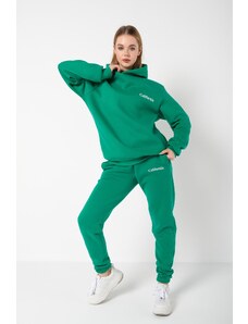 Know Women's Green California Printed Oversized No Pocket Bottoms, Tracksuits Set