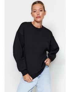 Trendyol Black Thick Fleece Inside Regular/Regular fit Crew Neck Basic Knitted Sweatshirt