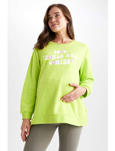 DEFACTO Regular Fit Slogan Printed Maternity Sweatshirt