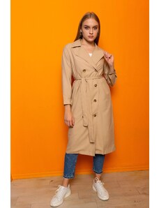 HAKKE Double Breasted Neck Trench Coat