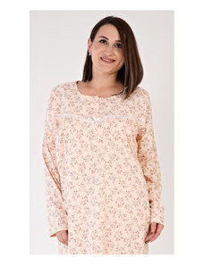 Vienetta Dámská noční košile s dlouhým rukávem Kateřina, barva světle meruňková, 100% bavlna