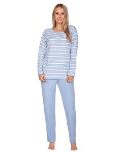 Regina Dámské froté pyžamo Agata modré pruhy