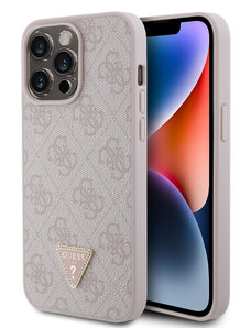 Ochranný kryt na iPhone 15 Pro MAX - Guess, 4G Strass Triangle Metal Logo Pink