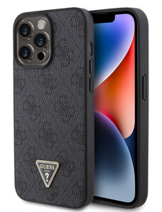 Ochranný kryt na iPhone 15 Pro MAX - Guess, 4G Strass Triangle Metal Logo Black