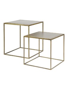 Hoorns Set dvou zlatých kovových odkládacích stolků Brassi 45x40 cm / 35x36 cm